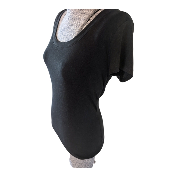 NWT A New Day Black Ribbed Scoop Neck T-Shirt Size S - Picture 3 of 8